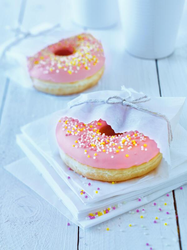 Rosy iced donut