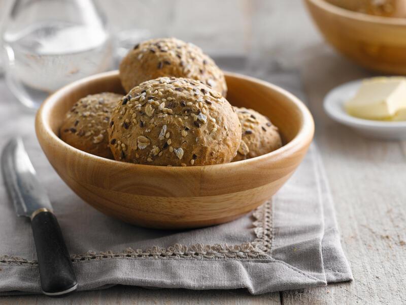 Round bun with grains and seeds